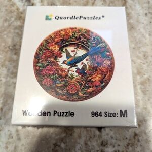 Quordle Puzzles. Wooden Puzzle - Multicolor Birds And Floral. Size medium
